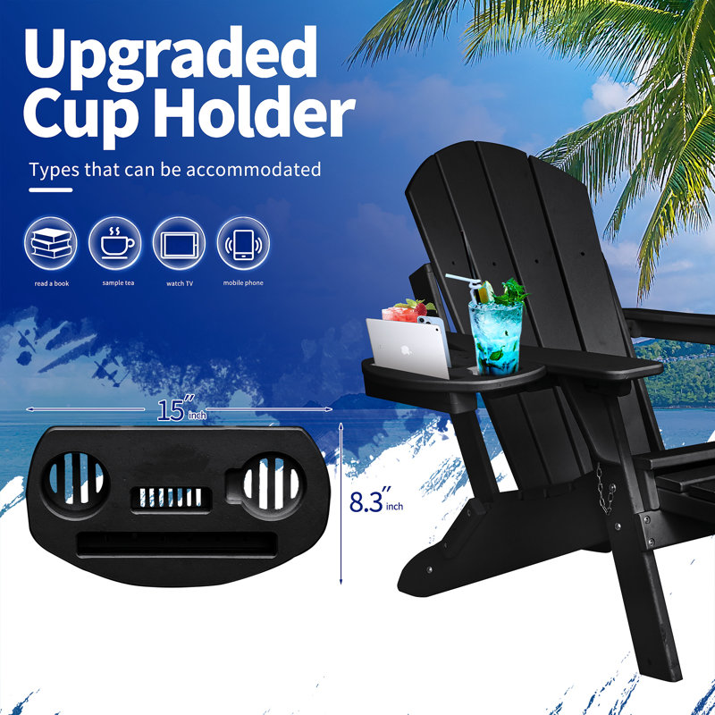 Chaise Adirondack pour l'extérieur Hdpe, Noir