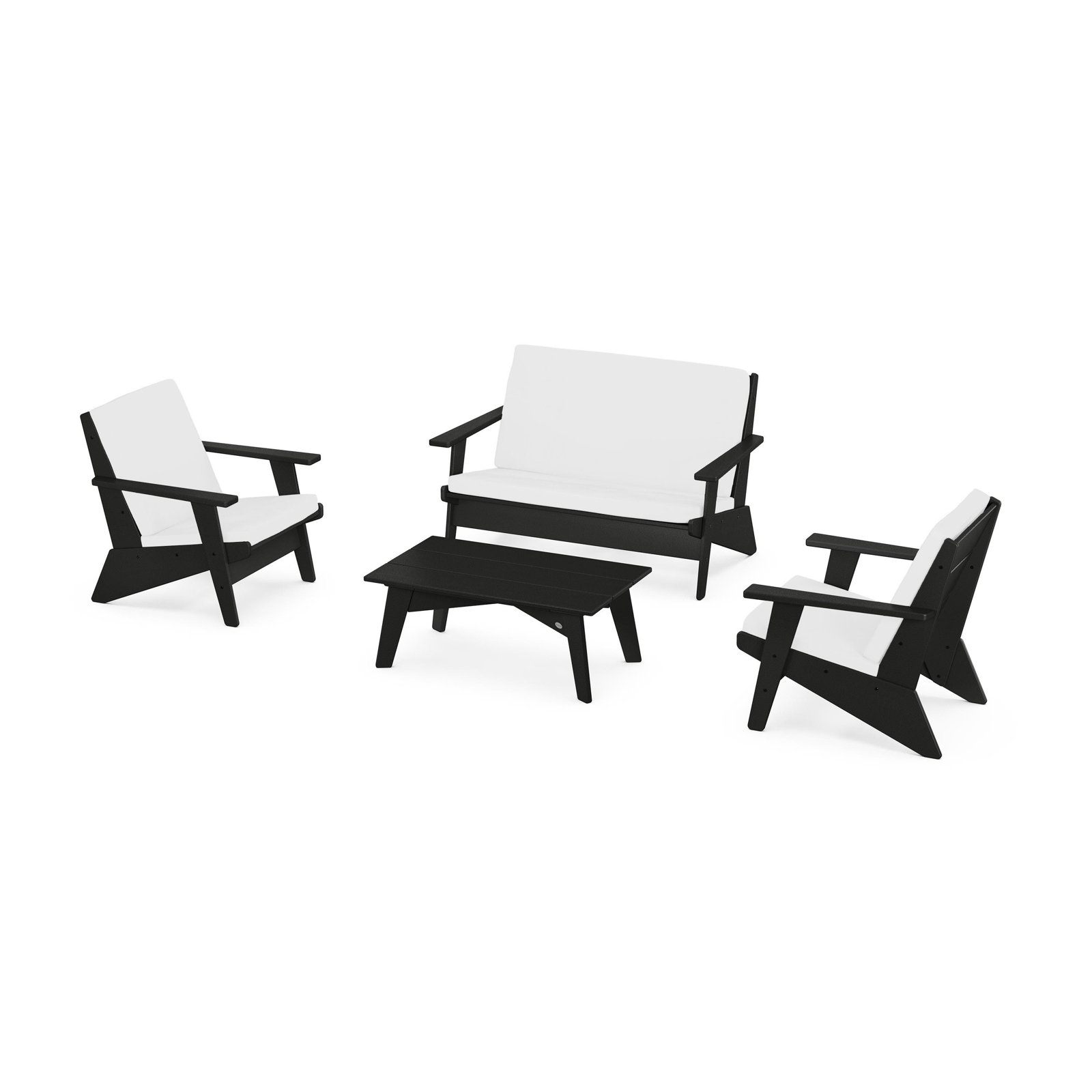 POLYWOOD® Riviera 4-Person Patio Seating Group, Black, Natural