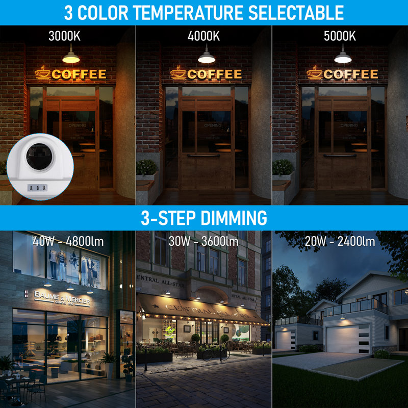 14 Inch 40w/30w/20w 3cct Dusk To Dawn Led Gooseneck Barn Light, Dimmable Sign Light, White, White