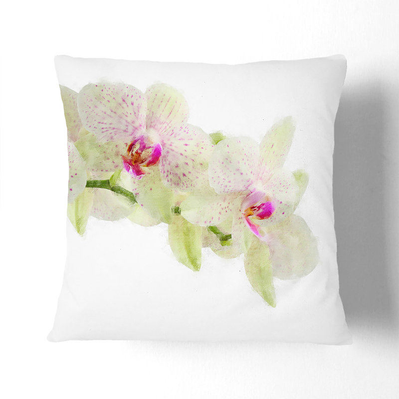 Orchid Flowers Vol.1 Painting Square Throw Cushion, Stone, 55cm H x 55cm W x 20cm D