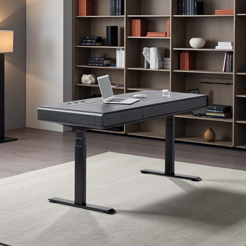 Table électrique noire à hauteur réglable, H 28,35 po x l 62,99 po x P 19,69 po