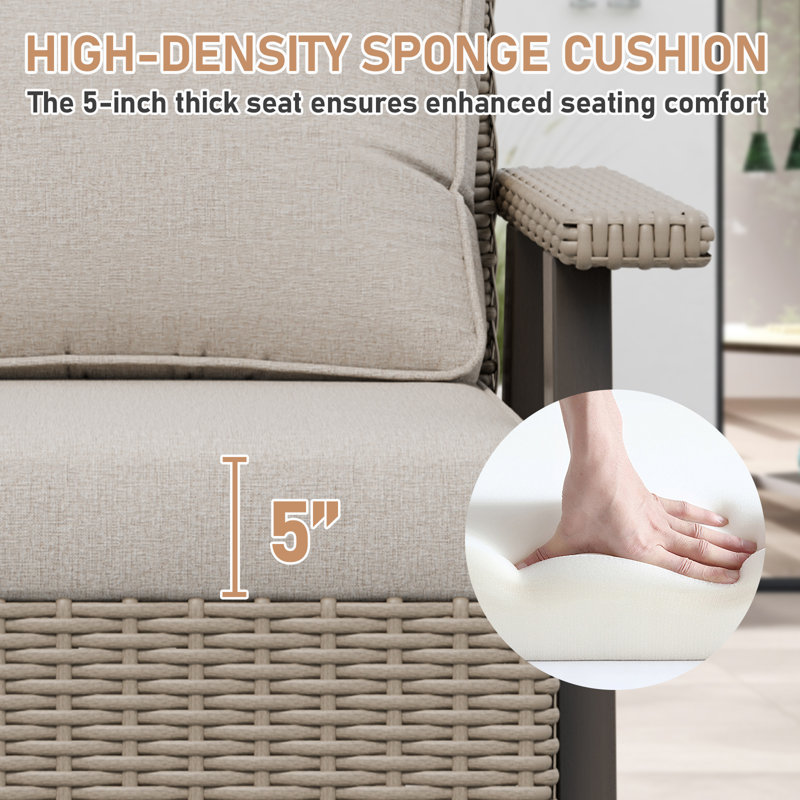 Ensemble 2 pièces de chaises de patio pivotantes en osier avec table d'appoint, Beige