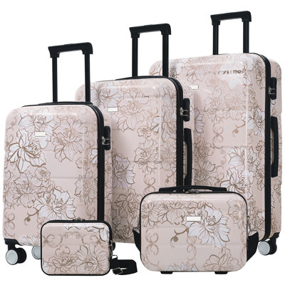 Luggage Sets New Model PC 5pcs, Hardside Lightweight Durable 20" 24" 28" Suitcases  with 8" 14" Cases, Suitcase with Lock Spinner Wheels