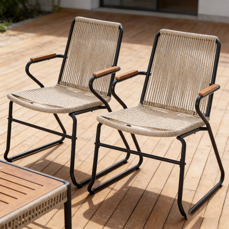 Chaise d'extérieur en rotin, Brun pâle