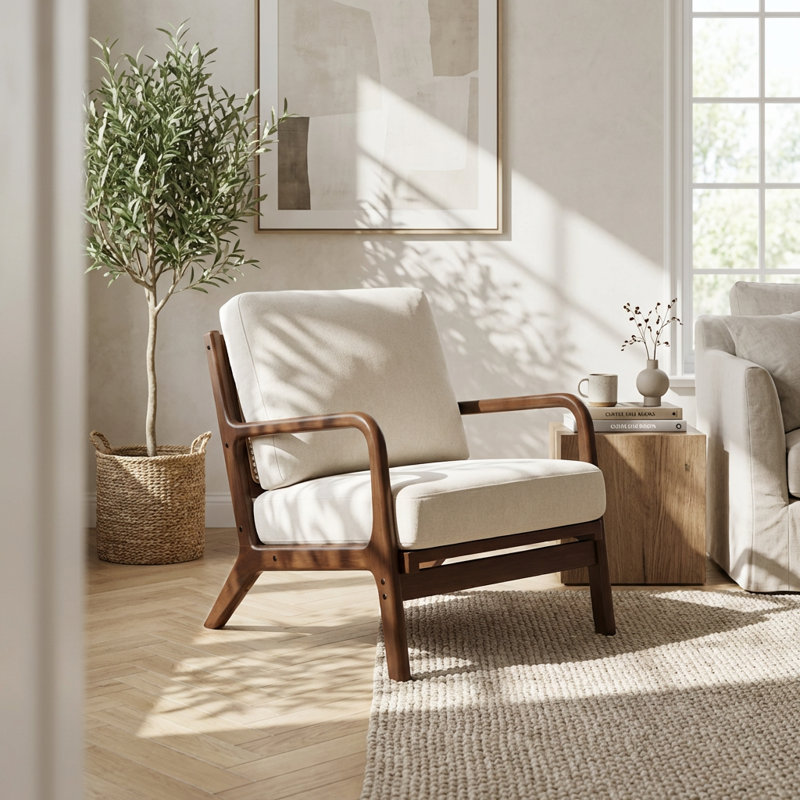 Chaise d'appoint moderne sans accoudoirs avec pieds en bois massif et revêtement en tissu doux