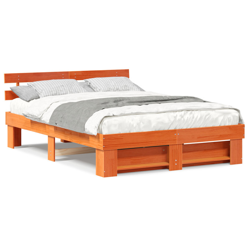 Solid Wood Bed Frame, Kingsize (5'), Wax Brown