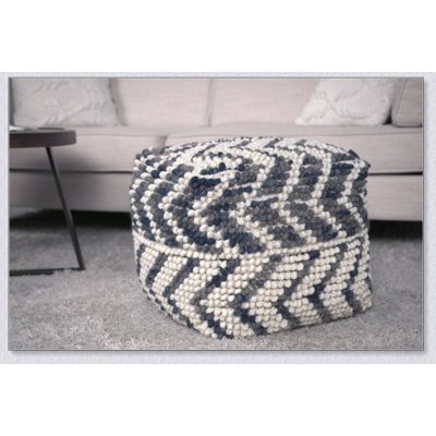 Alina Wool And Cotton Pouf, Durable And Versatile Seating Or Footrest For Any Room
