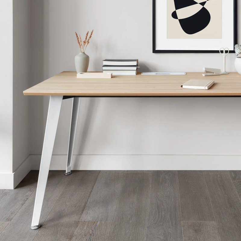 Office Desk, 30" H x 48" W x 24" D, White, Woodgrain