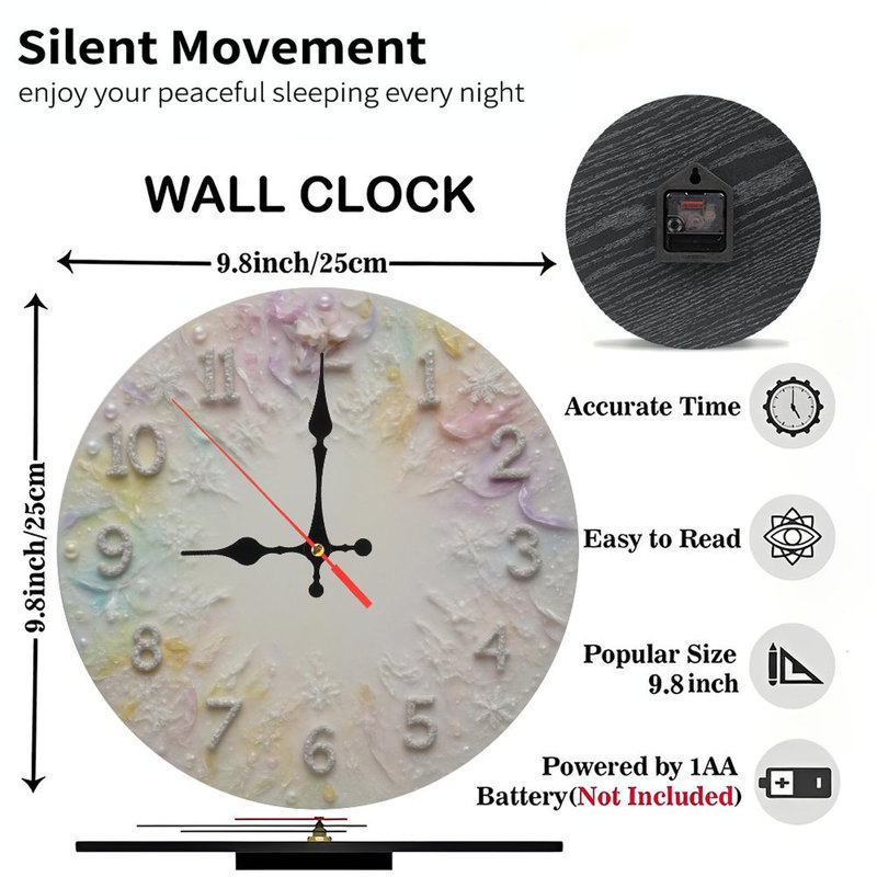 Horloge-Face-Flocons de neige-Perles