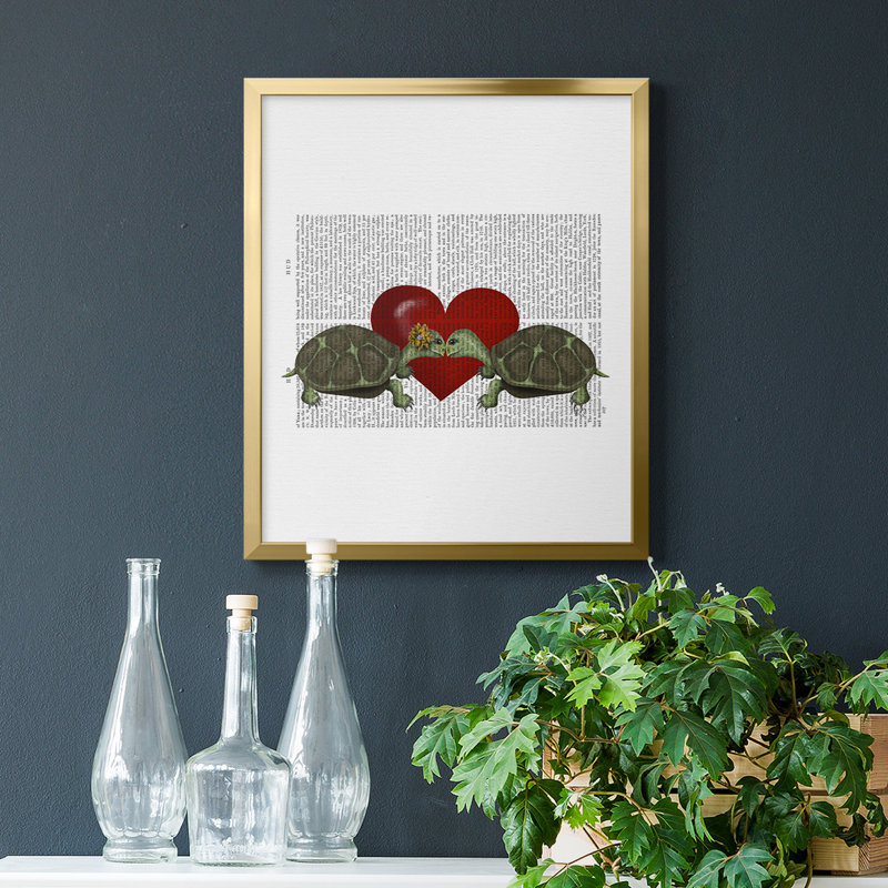Toile encadrée de qualité supérieure Turtle Kiss, Or, H 20 po x l 16 po