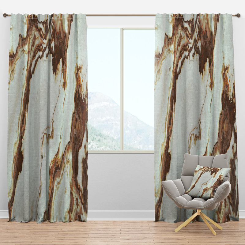 Panneau de rideau simple semi-diaphane avec passe-tringle Mid-Century, l 52 po x L 95 po