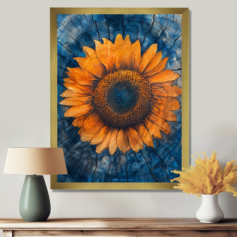 Dorothée - art mural floral, H 40 po x l 30 po, Reproduction encadrée d'une seule photo, Doré