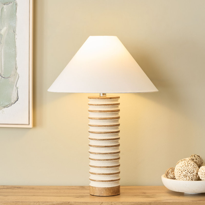Lampe de table en bois de manguier / corde de 24,5 pouces Sulma