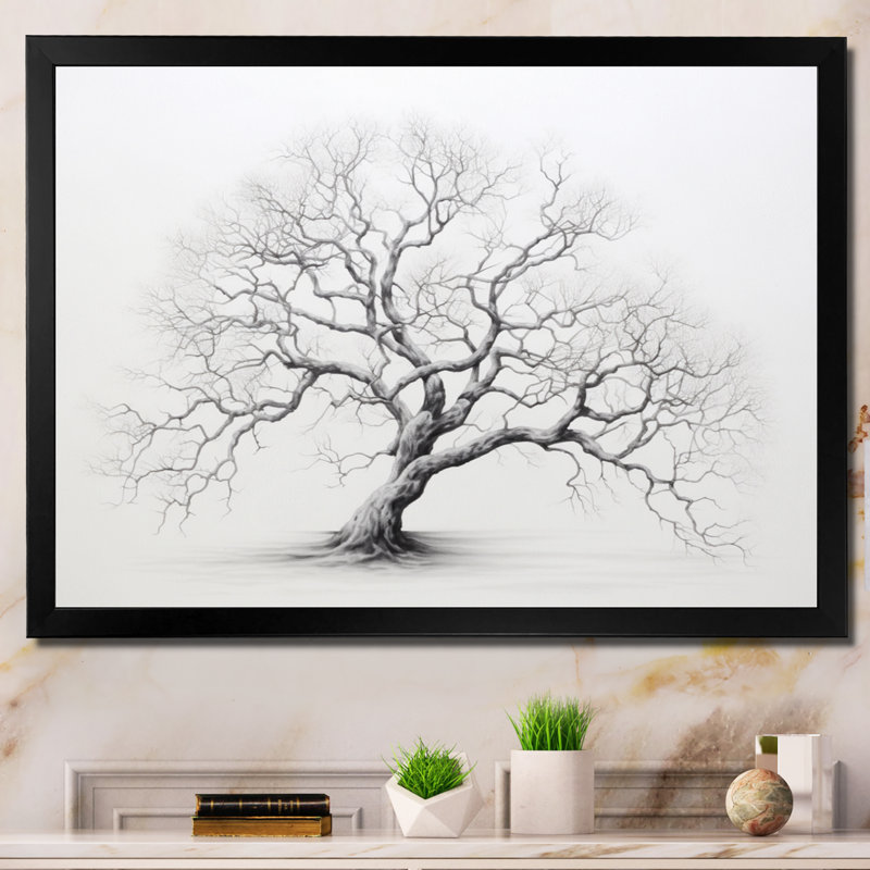 «Grey White Tree Subtle Serenade II», reproduction d'art sur toile, Noir, H 34 po x l 44 po x P 1,5 po