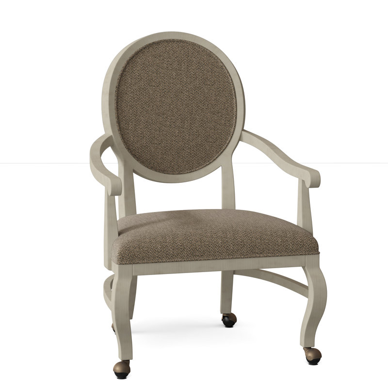 Oakland Upholstered King Louis Back Arm Chair, 8789 Indigo, Almond Buff