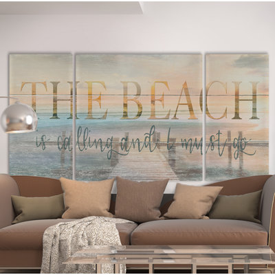 " The Beach Is Calling " 3 Piece Art Graphic Art Print