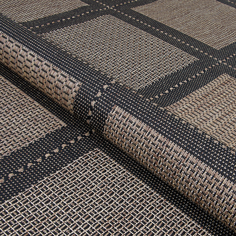 Tapis intérieur / extérieur noir Sania, Rond 7 pi 6 po