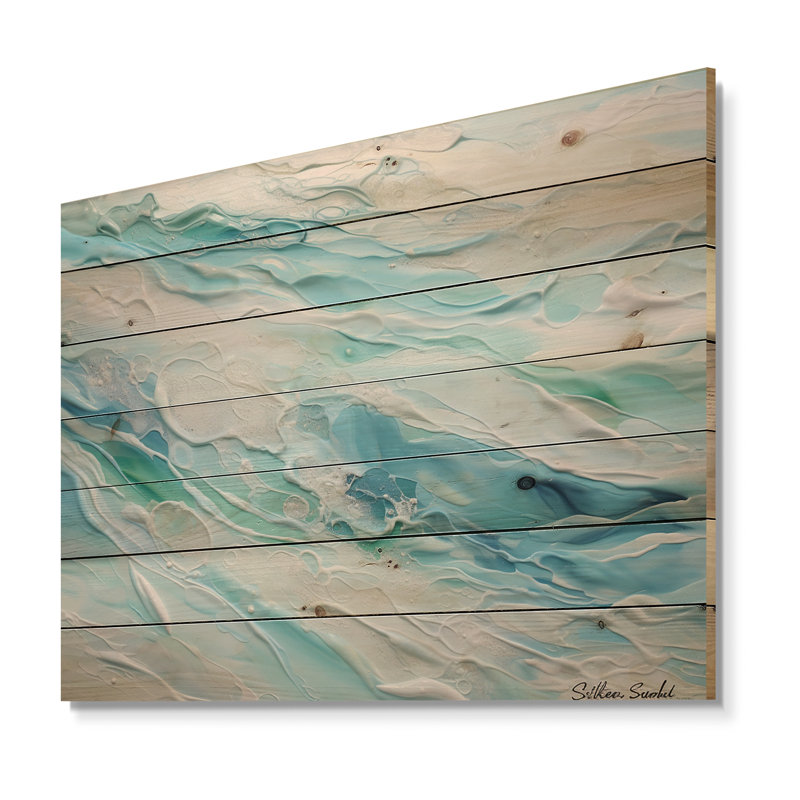 «Ocean Charm», art liquide sur bois de pin naturel, H 10 po x l 20 po