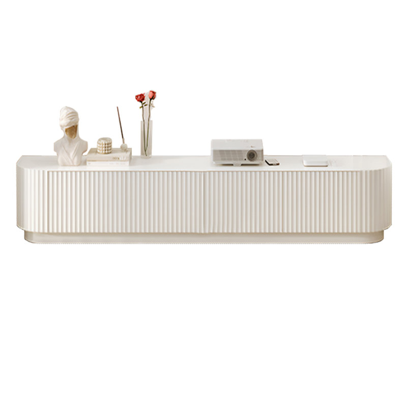 Meuble télé moderne avec tiroirs, H 18,9 po x L 94,48 po x l 15,75 po, Crème, crème