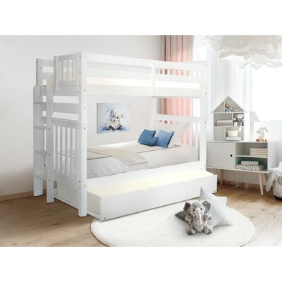 Treva Solid Wood Standard Twin over Twin Bunk Beds with End Ladder and Twin Trundle -  Harriet Bee, BDA673C5E30047CEA3D5B9E404FE0A23