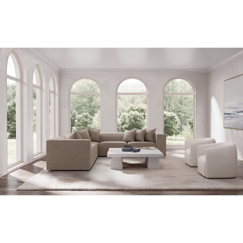 Bernhardt Bliss 3-Piece Fabric Sectional, 28" H x 123.5" W x 123.5" D, Light Beige Polyester