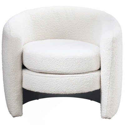 White Boucle Lounge Chair