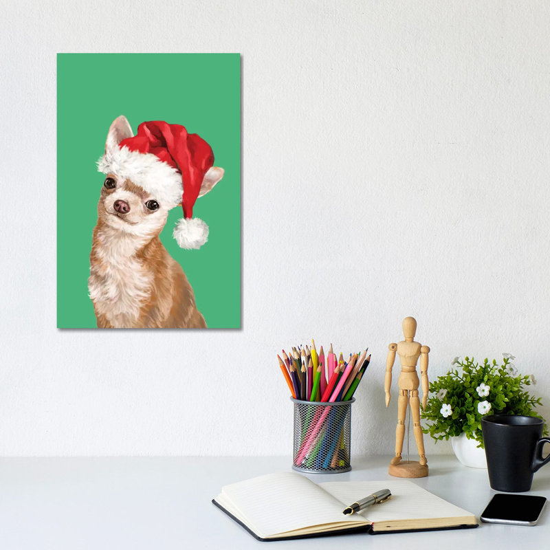 Christmas Chihuahua by Big Nose Work - Wrapped Canvas Print, 20.32 cm H x 30.48 cm W