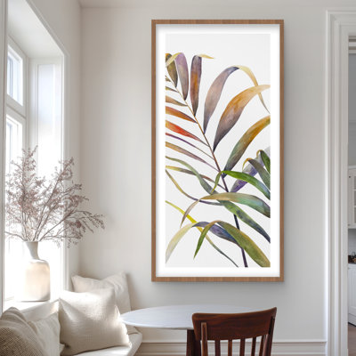 Impression de feuilles de palmier tropicales à l'aquarelle | Cadre encadré