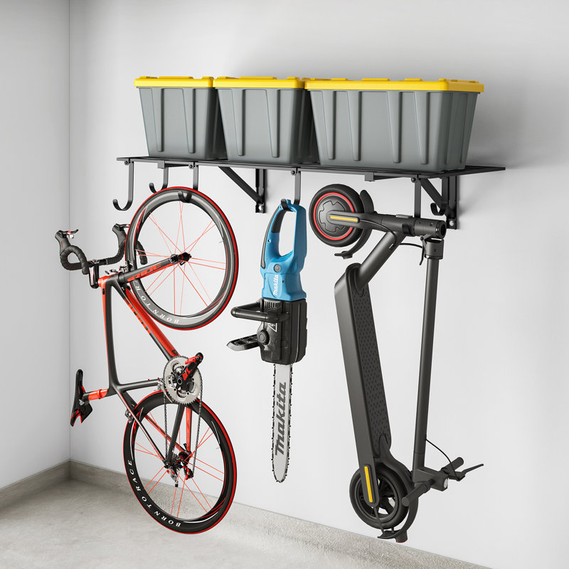 Étagères murales de garage robustes avec 6 crochets, étagères murales de garage de 2 pi x 4 pi, 400 lb, paquet de 1