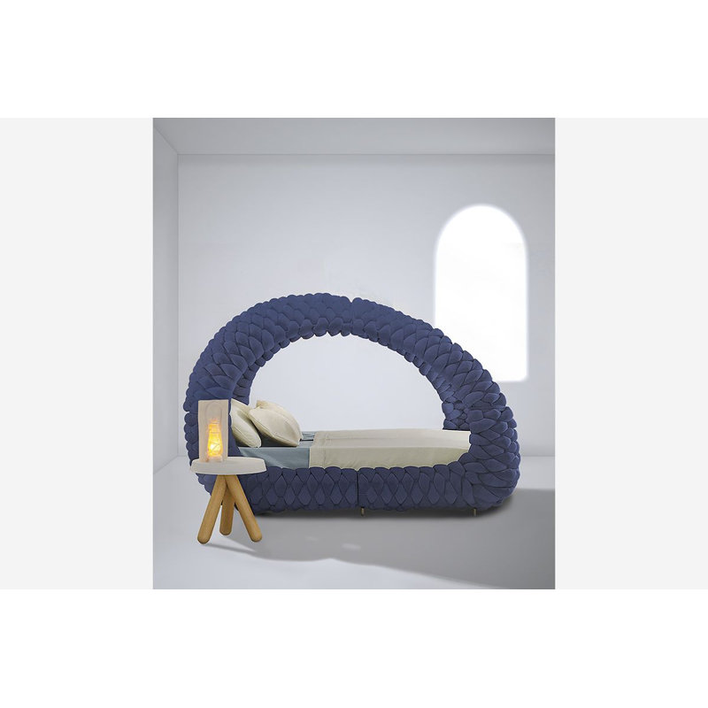 Dolce Velvet Canopy Bed, King, Royal Blue