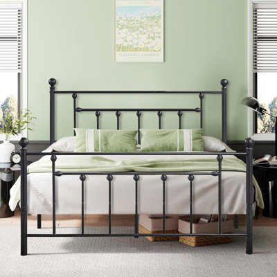 YT Metal Bed Frame w/Headboard and Footboard Platform Bed Frame Single Double Size