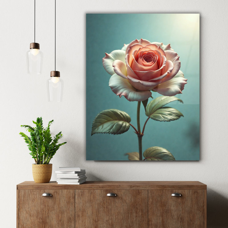 Art mural en verre rose rose, 40" H x 30" W