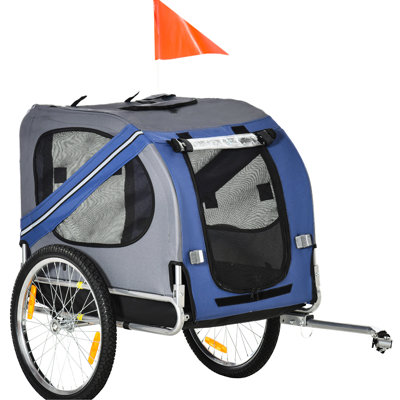Bicycle Dog Wagon - Protected, Blue/Grey Carrier 20" Rear Wheels, Easy Storage, 3 Entrances,