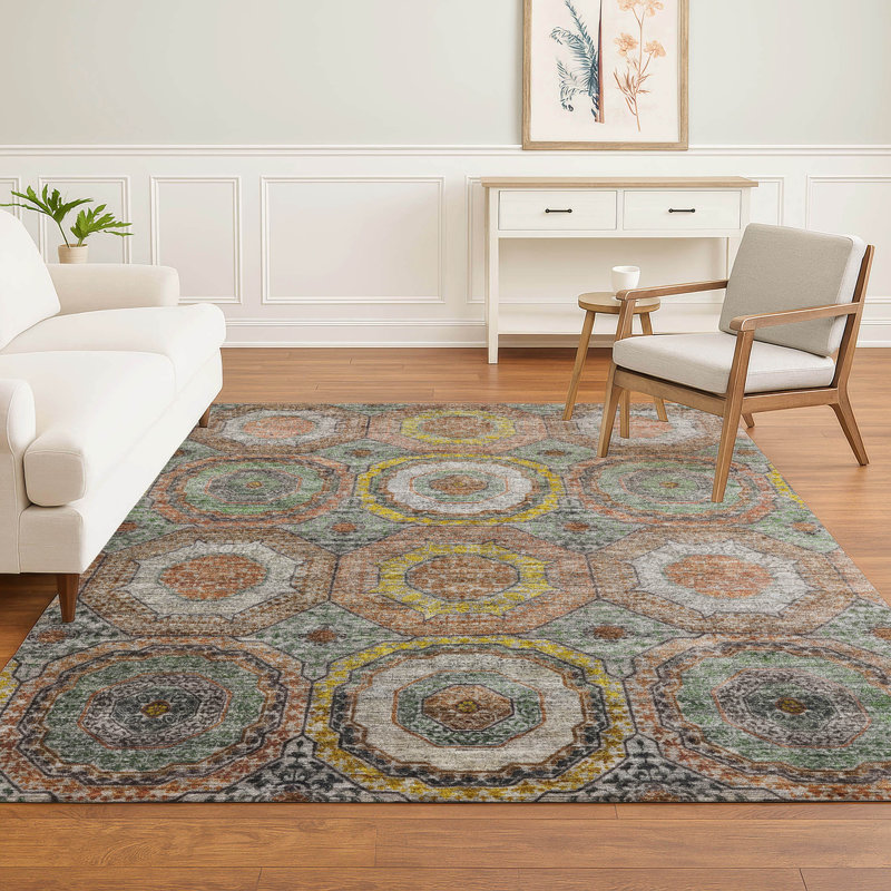 Premium Machine Washable Mayfield AMF2050 Panel Rug, Sage, 8' x 10'