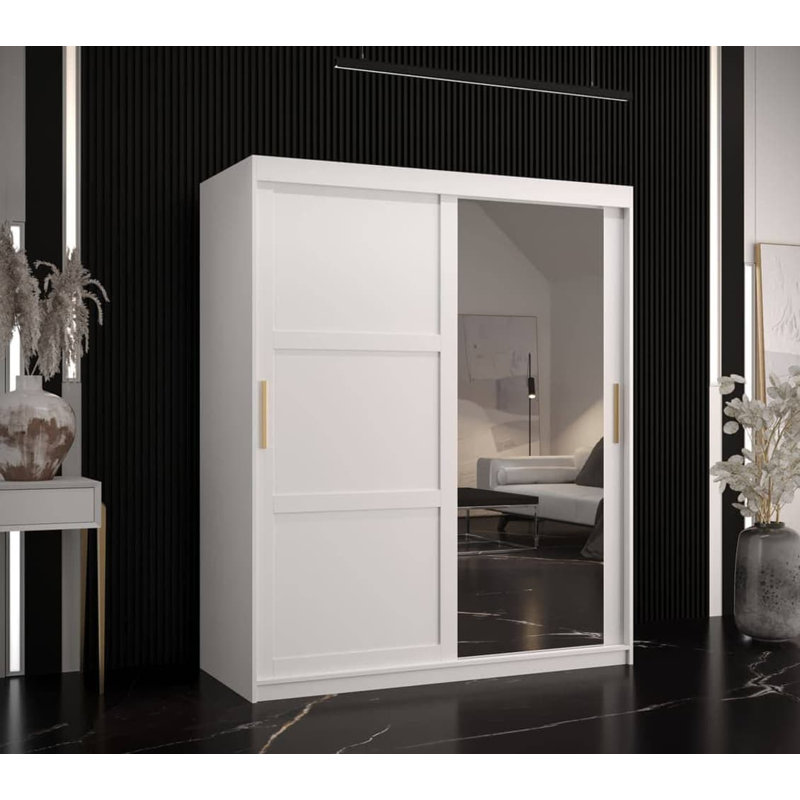 Artimizia 2 Door Manufactured Wood Wardrobe, White, 200cm H x 150cm W x 62cm D