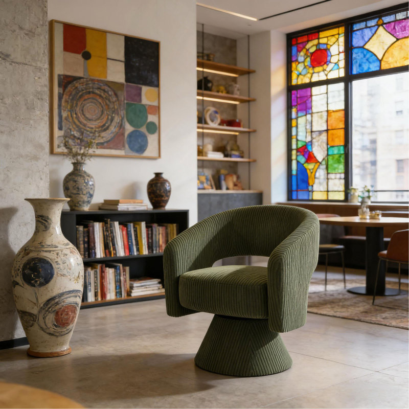 Fauteuil demi-tonneau, fauteuil d'appoint pivotant, fauteuil de bienvenue
