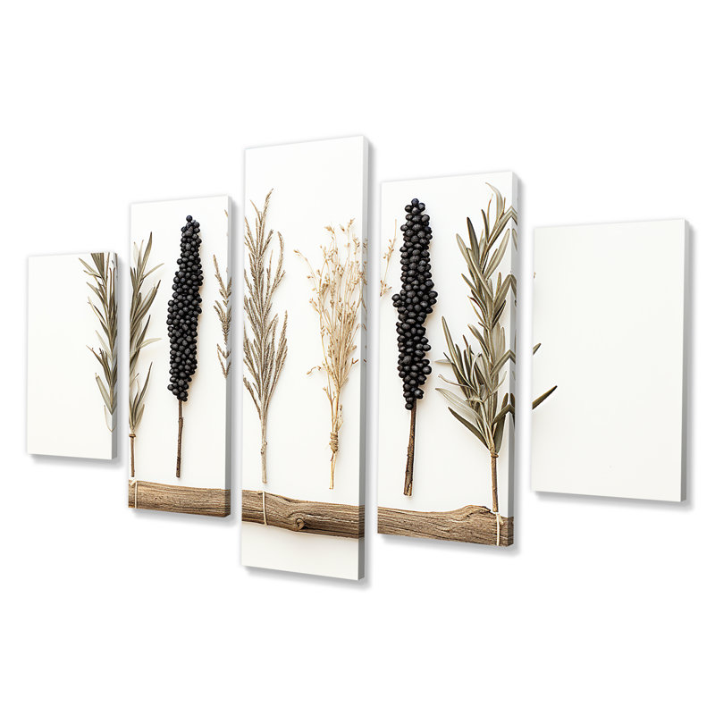  «Vintage Botanica Herbs III - Herbes, art mural multi-panneaux pour le salon