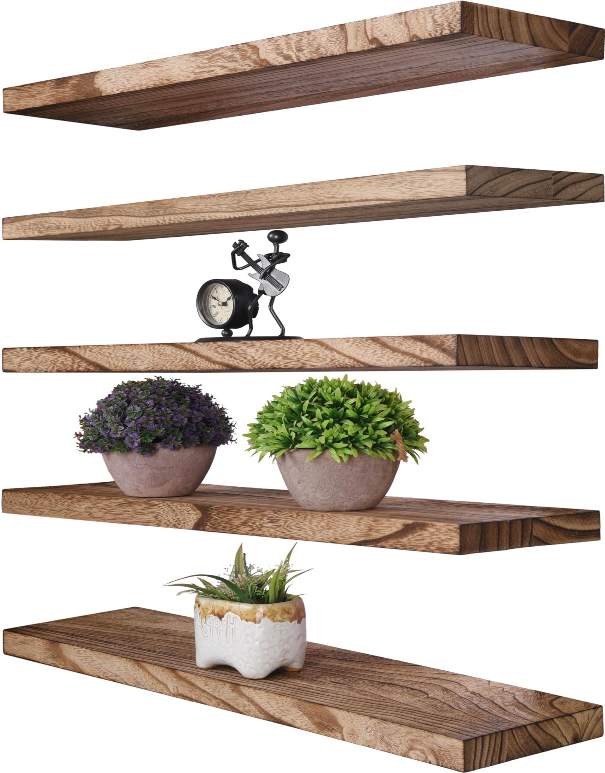 Loon Peak Wood Floating Shelves For Wall Decor,Set Of 5 | Wayfair