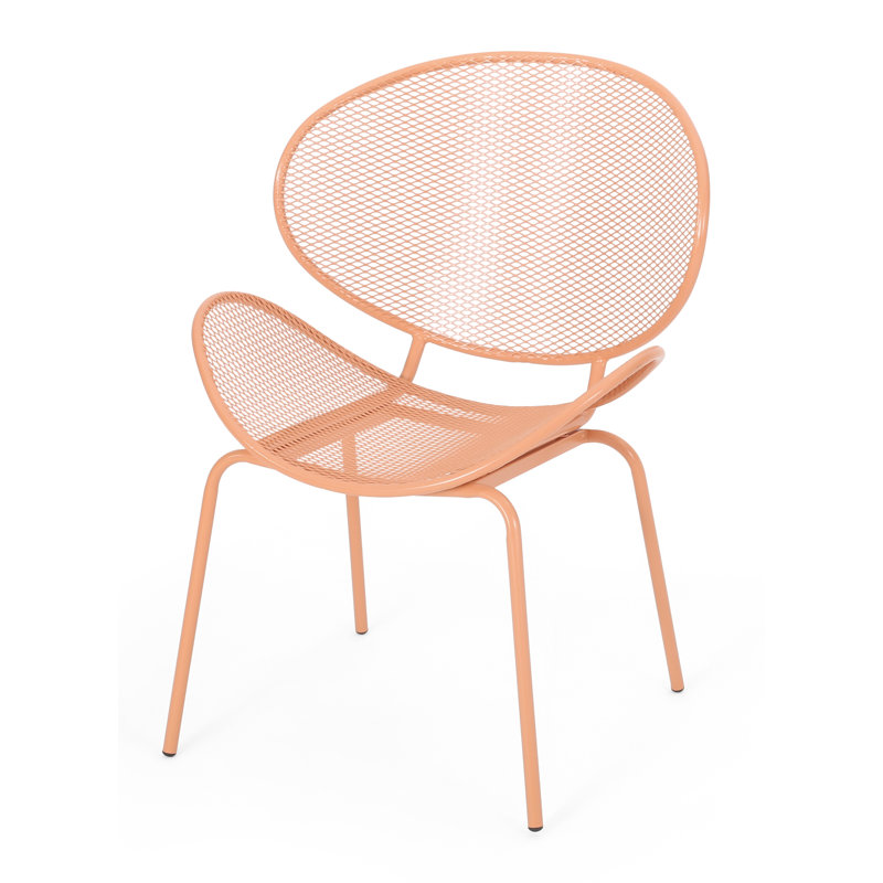 Andrighetti Outdoor Metal Mesh Shell Chairs, Matte Orange