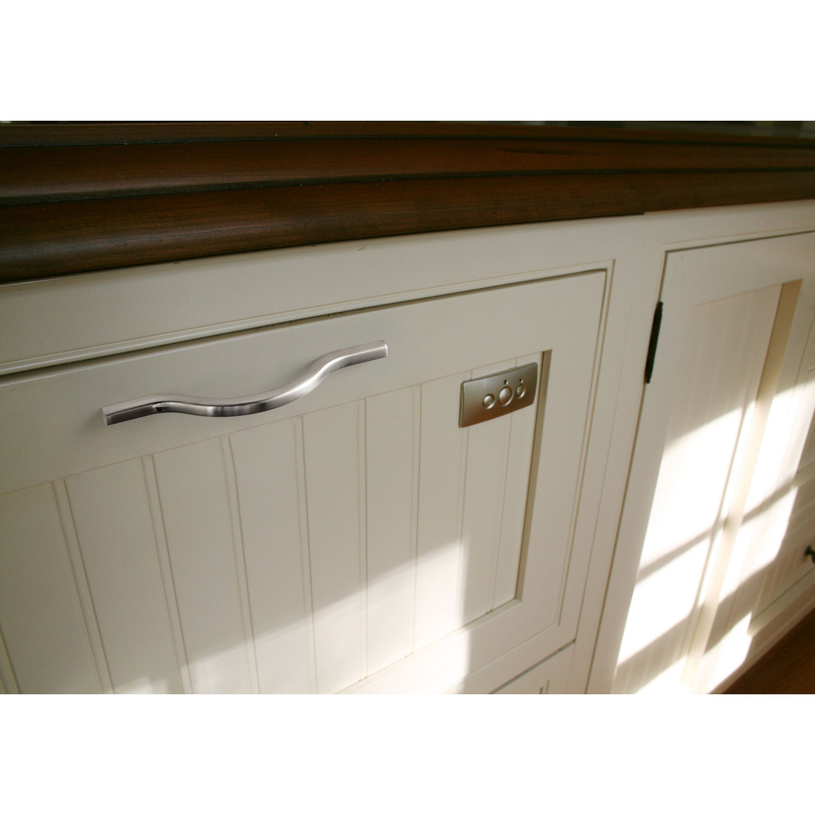 Double Pitch Modern Streamline Arch Pull (Set Of 6）, 5 1/16'', Satin Nickel
