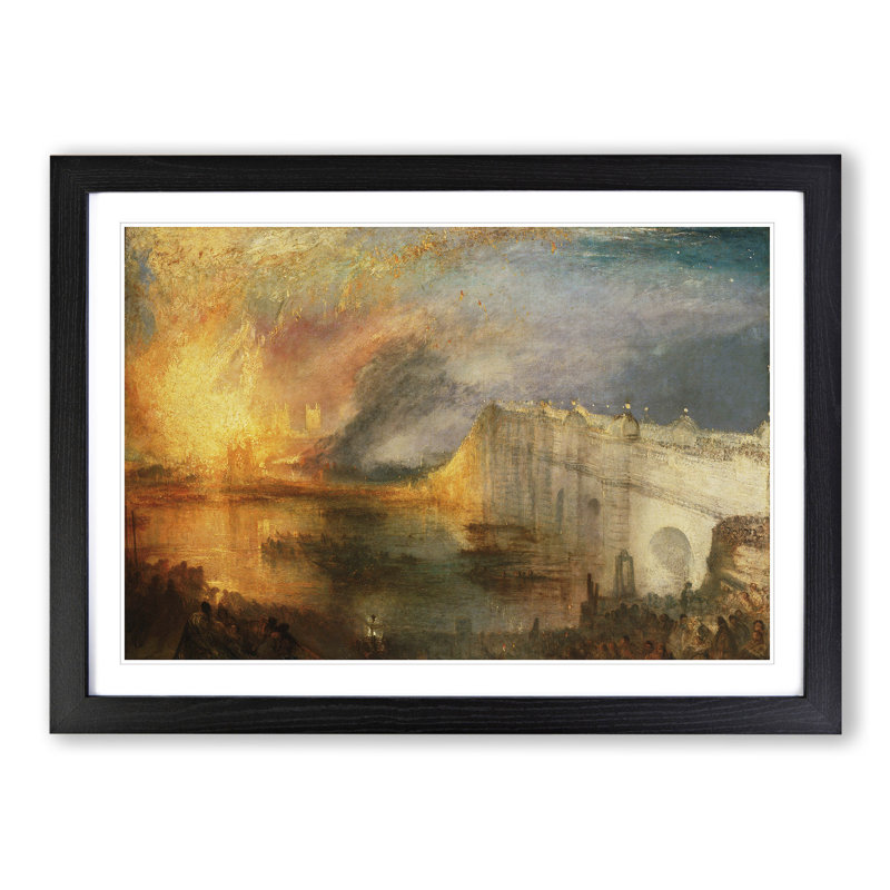 Burning of the Houses of Commons by Joseph Mallord William Turner - Picture Frame Painting, Black Framed
