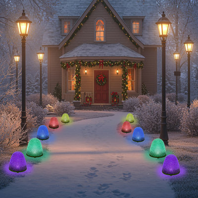 Ensemble de 5 lumières de sentier de Noël DEL Gumdrop revêtues de sucre de 8 po de hauteur - A / C