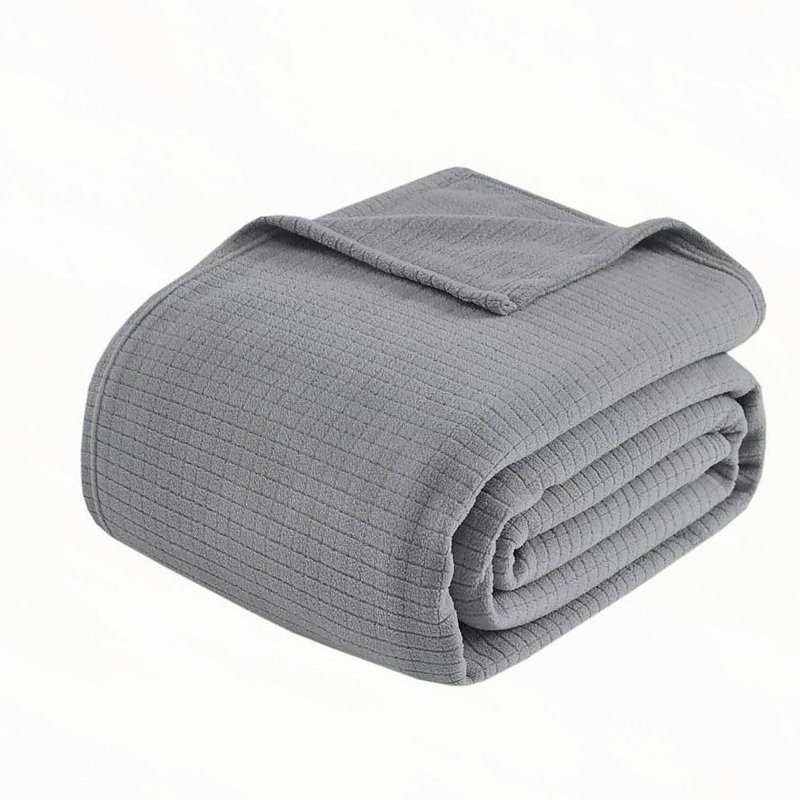 Couverture en micropolaire double / grand, Gris, Lit double