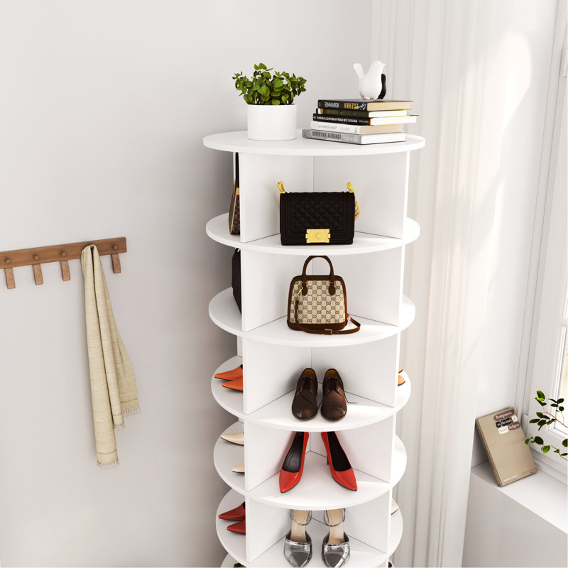 Armoire porte-chaussures rotative 360 °, 7 couches, 28 paires de rangement, support de sélection à 7 couches peu encombrant, porte-paires, style Saver