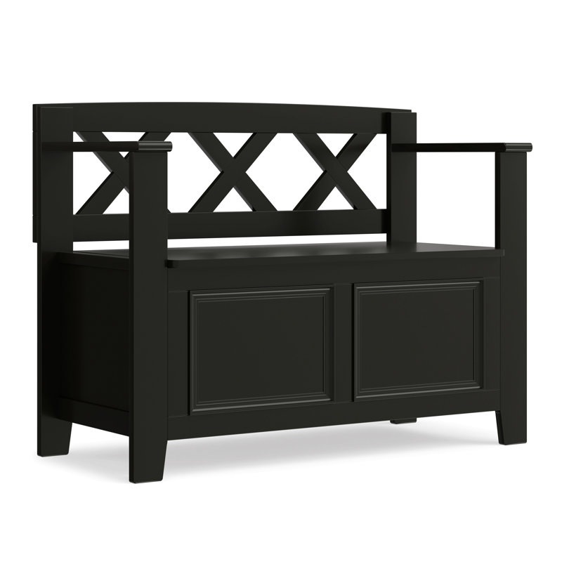 Transitional Design Small Entryway Storage Bench, Black