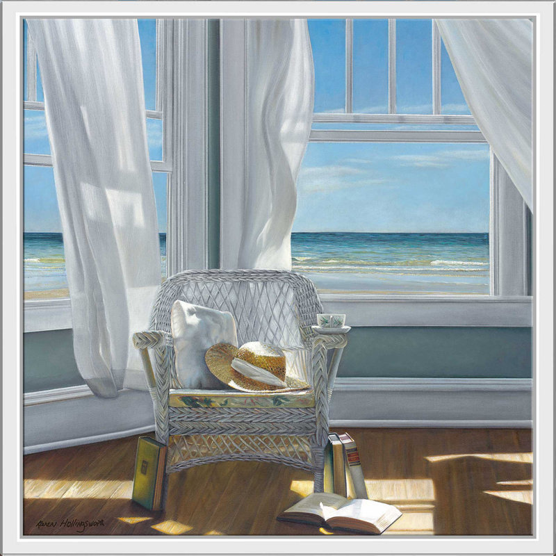 «Gentle Reader» par Karen Hollingsworth - Peinture, Cadre flottant blanc, H 39,5 po x l 39,5 po x P 2 po
