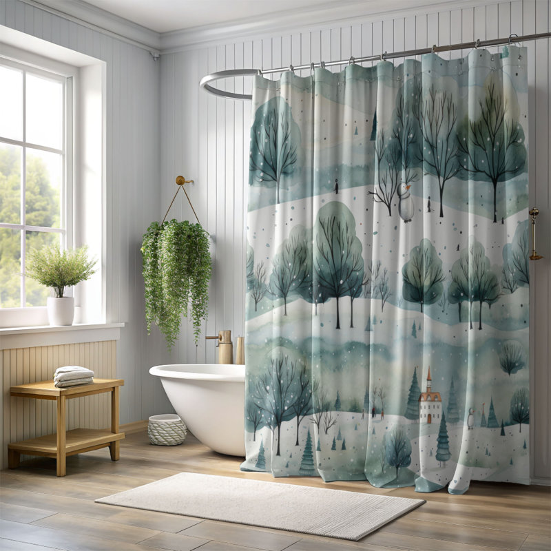Rideau de douche Wintry Eden - Premium, H 74 po x l 71 po