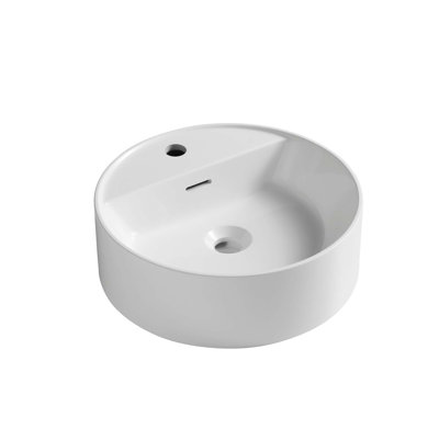 Lavabo vasque élégant à surface solide ronde avec trou pour robinet