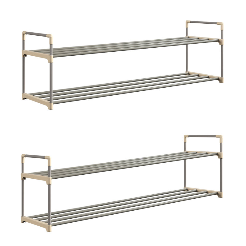 Free Standing Shoe Racks –Two 2-Tier Shoe Organizer Shelves for Closet or Entryway with Space for 24 Pairs Total by Home-Complete