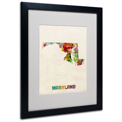 « maryland map » par michael thompsett, impression encadrée